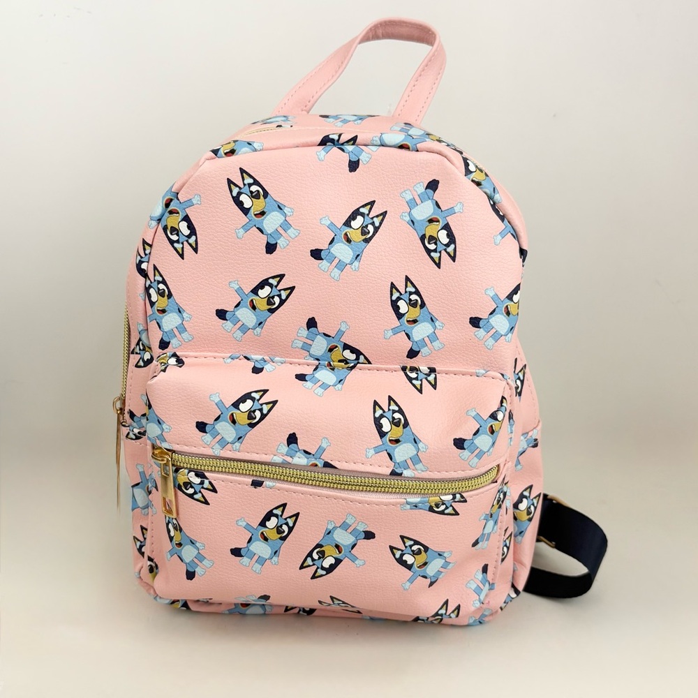 New Bluey and Bingo Mini Faux Leather Dusty Pink Backpack New With Tags